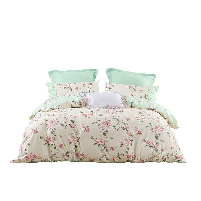 水星(MERCURY)家纺 四件套全棉纯棉特价床单四件套1.8m床床上四件套田园风床品套件被套被单