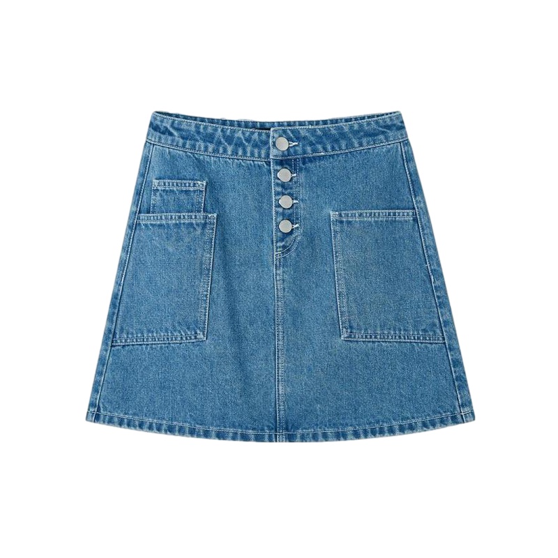 N拉夏贝尔7．Modifier高腰韩版短裙女装新款百搭显瘦牛仔裙包臀半身裙a裙子潮_530 S 浅牛仔蓝