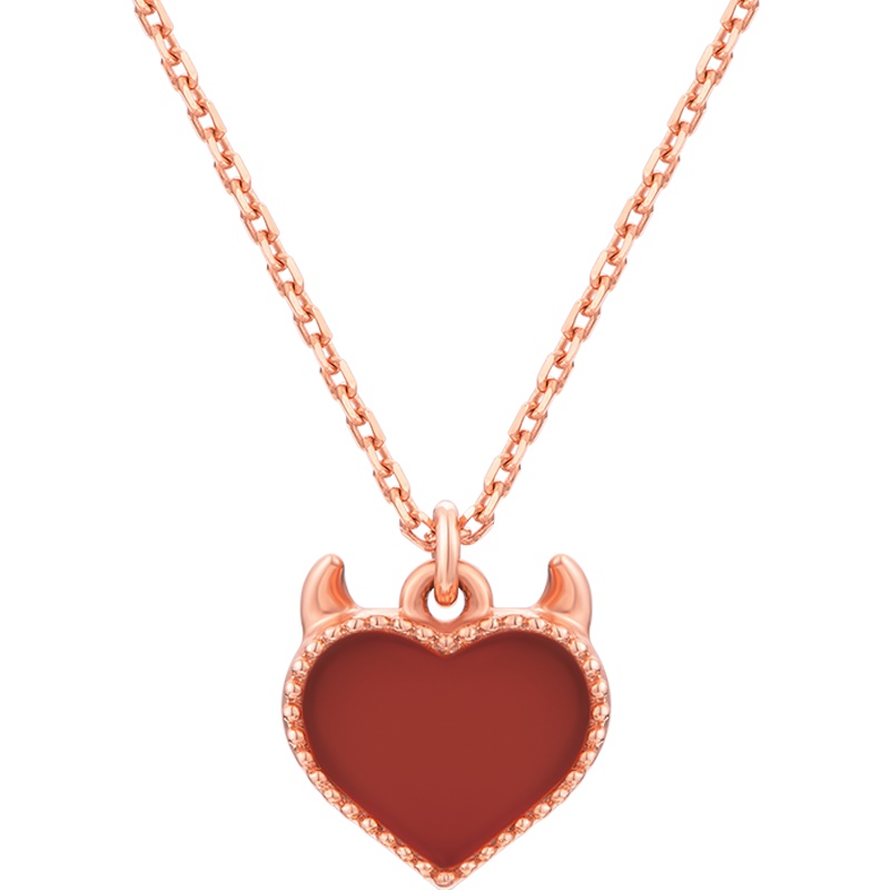 MONOLOGUE独白18K镶玉石恶魔之心小红心爱心项链女多款可选