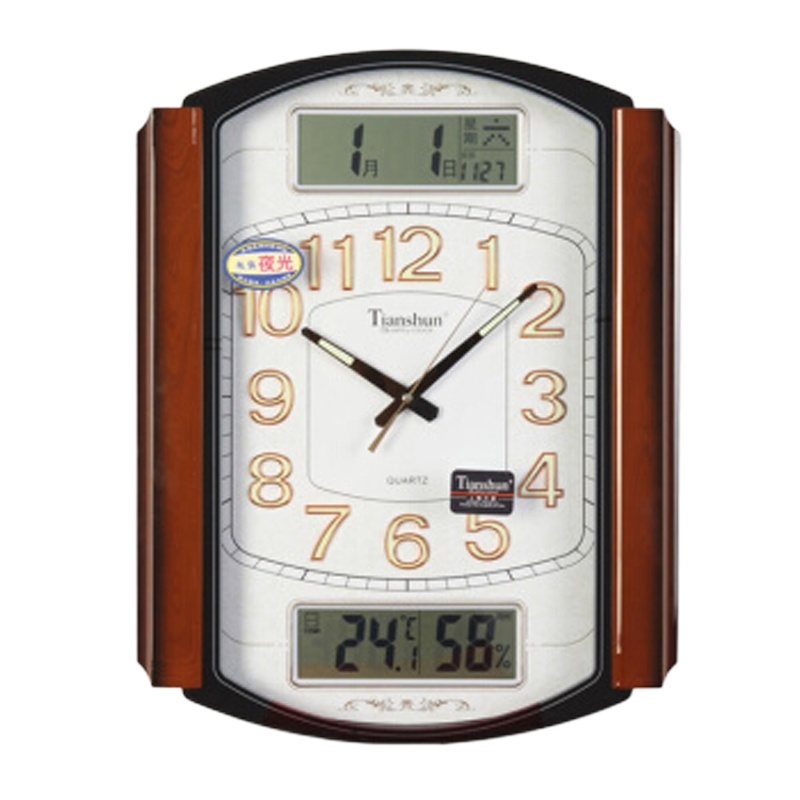 天顺(TIANSHUN) 挂钟 日历钟表 夜光时钟电子 大号挂表 竖长形石英钟