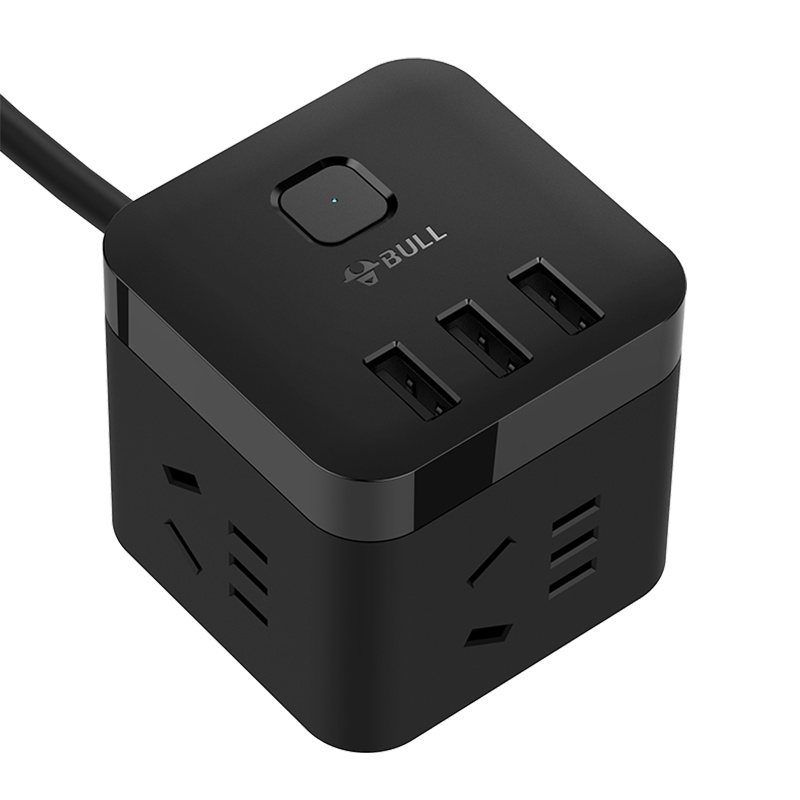 公牛(BULL)魔方USB插座 GN-U303H黑色魔方全长3米USB插座/插线板/插排/排插/接线板/拖线板