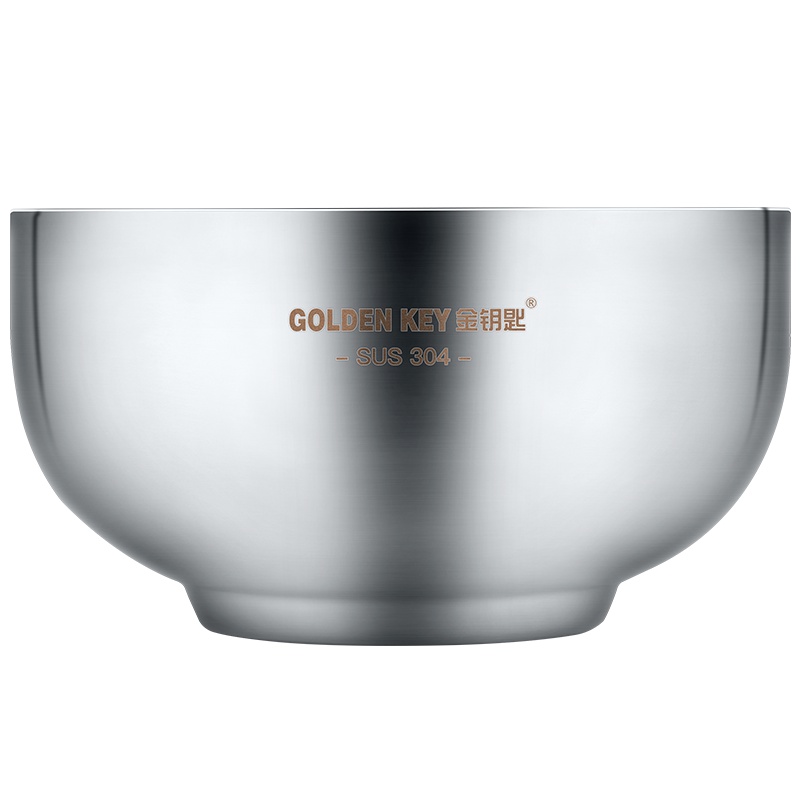 金钥匙（GOLDEN KEY）304不锈钢碗 铂金双层加厚隔热 耐摔耐用16.5cm 汤碗饭碗泡面碗 GK-1000P