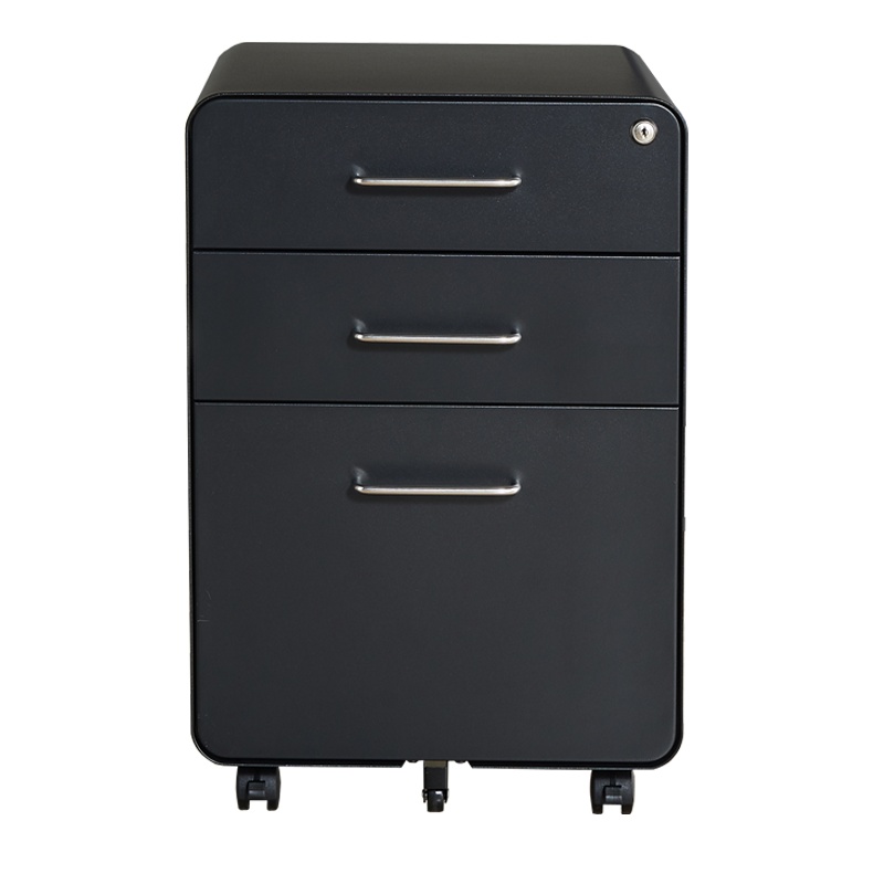 京洛小推柜办公桌边打印机柜抽屉柜移动矮柜带锁钢制文件柜收纳小柜子