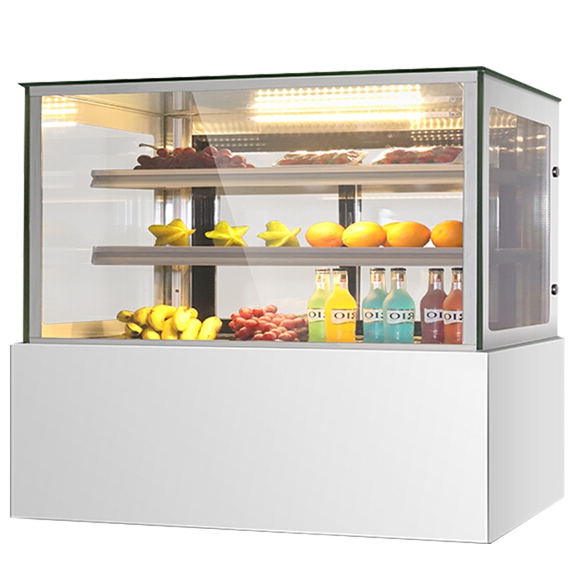 乐创(lecon)蛋糕柜展示柜商用水果保鲜柜冷藏柜寿司饮料熟食柜玻璃陈列柜(白色直角0.9米台式)YM-FLZG-0.9