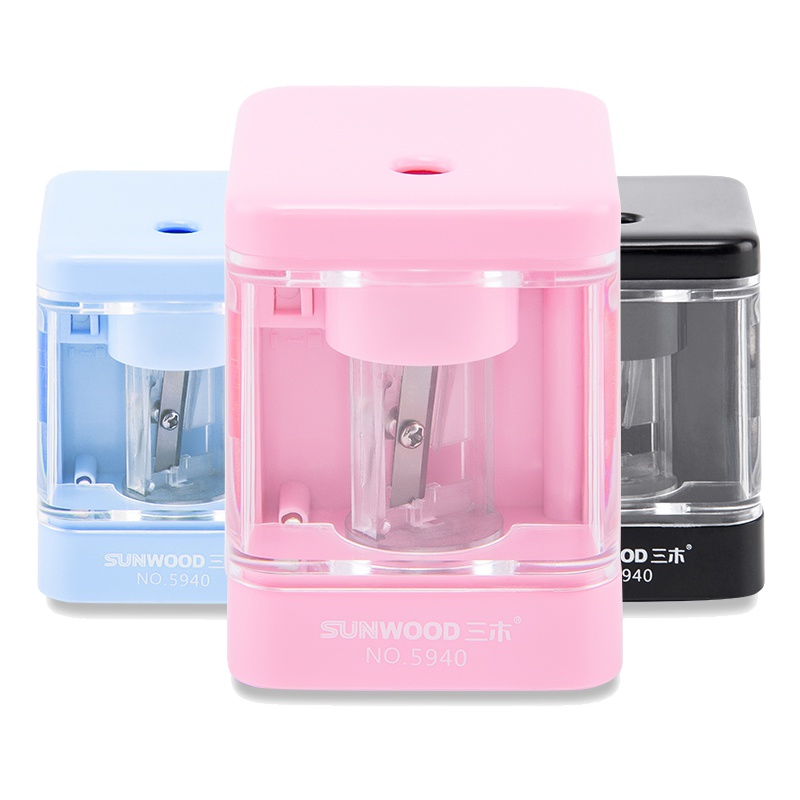 三木(SUNWOOD)5940电动削笔器卷笔刀儿童小学生用全自动安全多功能转笔刀铅笔刀削笔刀粉色 单个