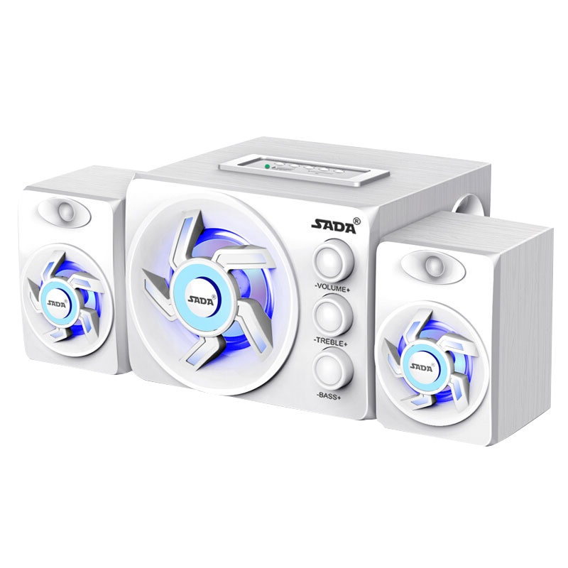 赛达D-209电脑音箱桌面台式低音炮音响家用2.1声道可插卡U盘台式笔记本手机通用USB供电 有线版白色