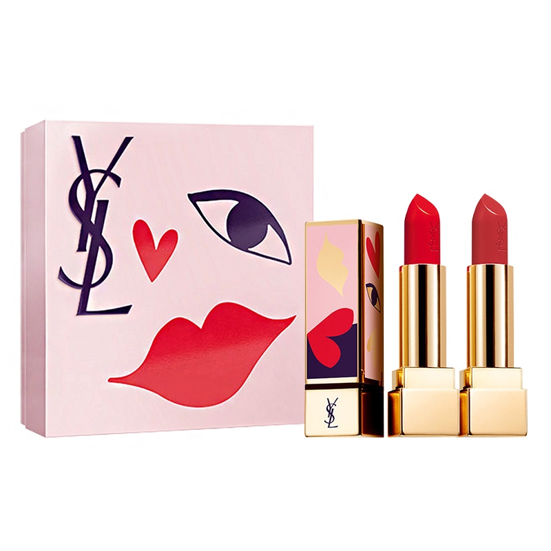 [国内专柜版]圣罗兰红唇啵普方管口红限量礼盒 限量版方管114#+110#