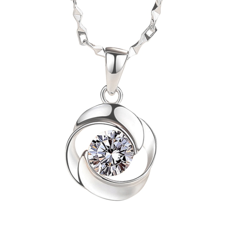 依帝魅925银项链瓜子链七夕送恋人日韩幸运玫瑰花银项链四叶旋转玫瑰精美吊坠情人节礼物圣诞礼物送女友