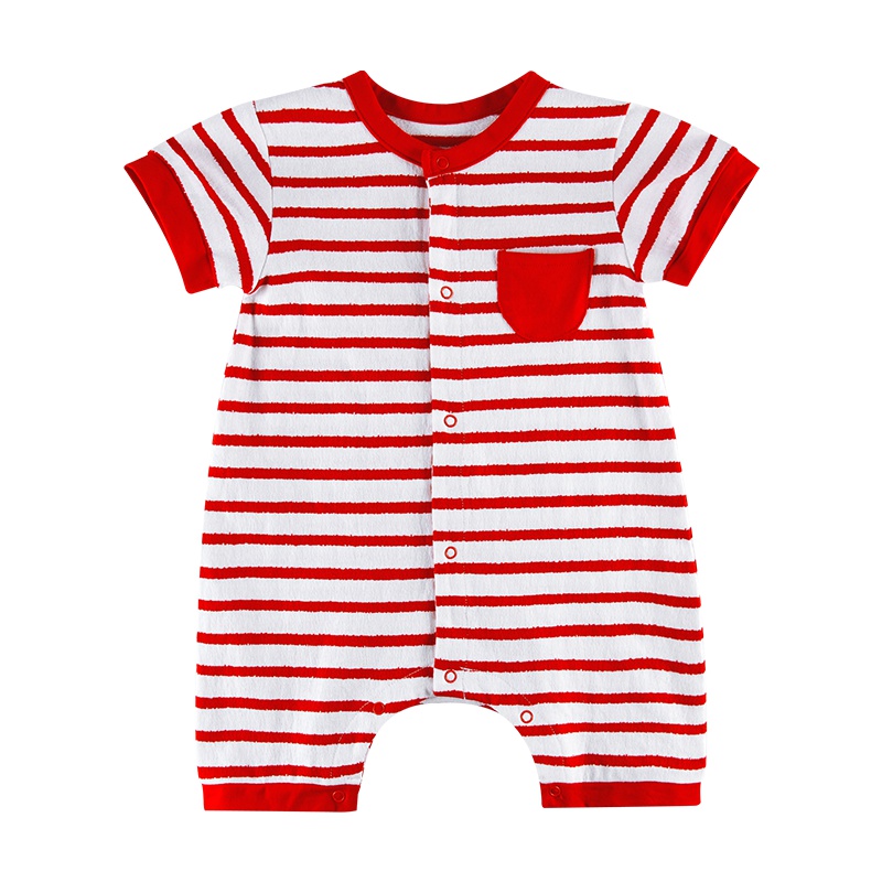 angeeb宝贝心语夏季宝宝连体衣婴幼儿半袖前开爬服