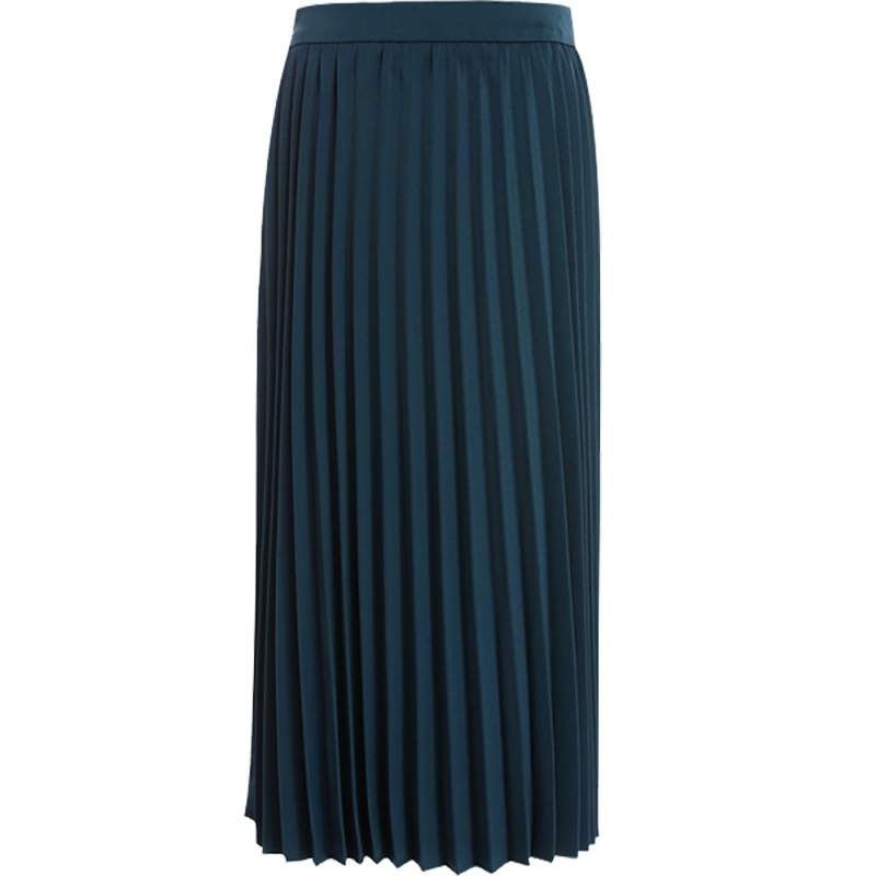 欧昵雪韩版气质中长款百褶裙显瘦高腰半身裙女A字裙