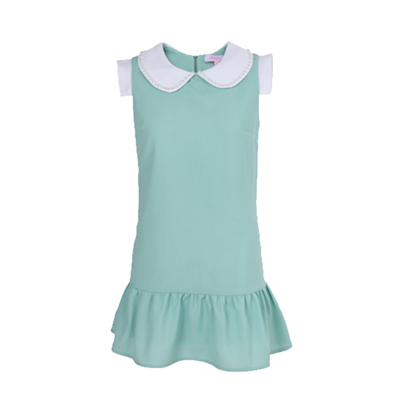 秋水伊人2021夏季雪纺纯色连衣裙娃娃领短裙S94