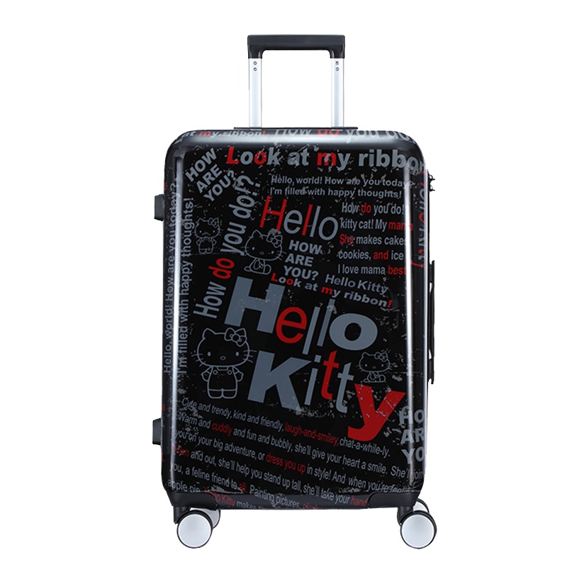 HELLO KITTY 印花设计hellokitty系列ABS拉杆箱 24寸 猫咪印花字母黑色