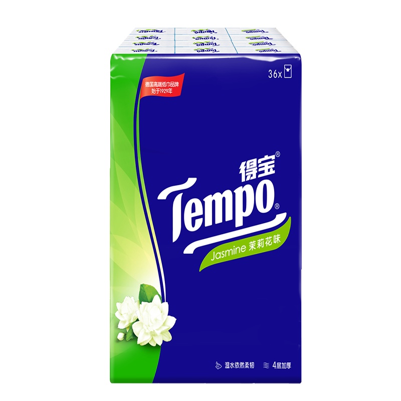 得宝(Tempo) 手帕纸 迷你4层*36包(茉莉花味)