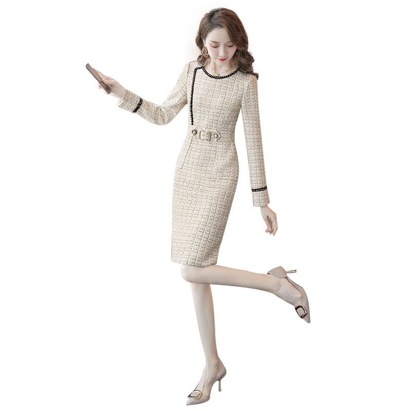 丝柏舍2019秋小香风包臀裙显瘦修身气质收腰连衣裙S93B4241L