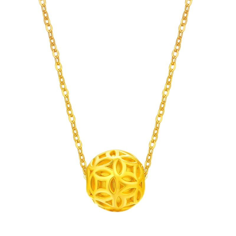 GZUAN古钻珠宝 转运珠 3D硬足金黄金时来运转转运珠时尚精美吊坠 生日礼物 YJD0008