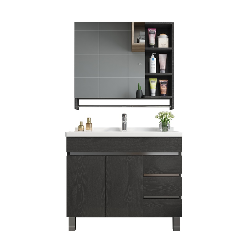 联勒(uniler)实木 浴室柜组合套装 落地式 现代简约 卫浴柜 洗漱台洗脸盆柜组合 洗手台柜组合 浴室落地柜