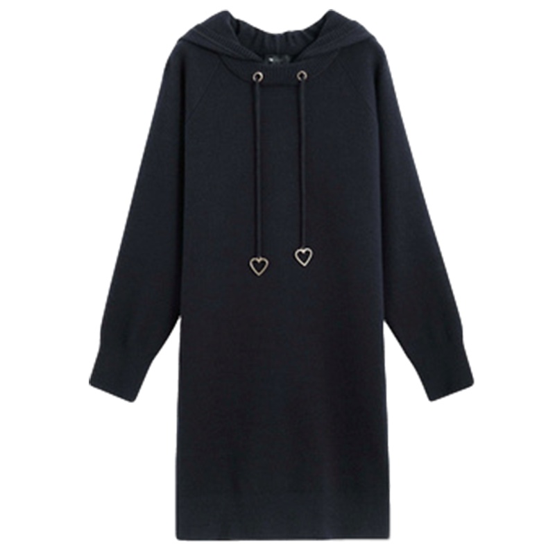 N拉夏贝尔秋冬连衣裙针织2019季新款小个子中长款连帽打底裙气质女神范衣服709D5047_952 S 杏仁色