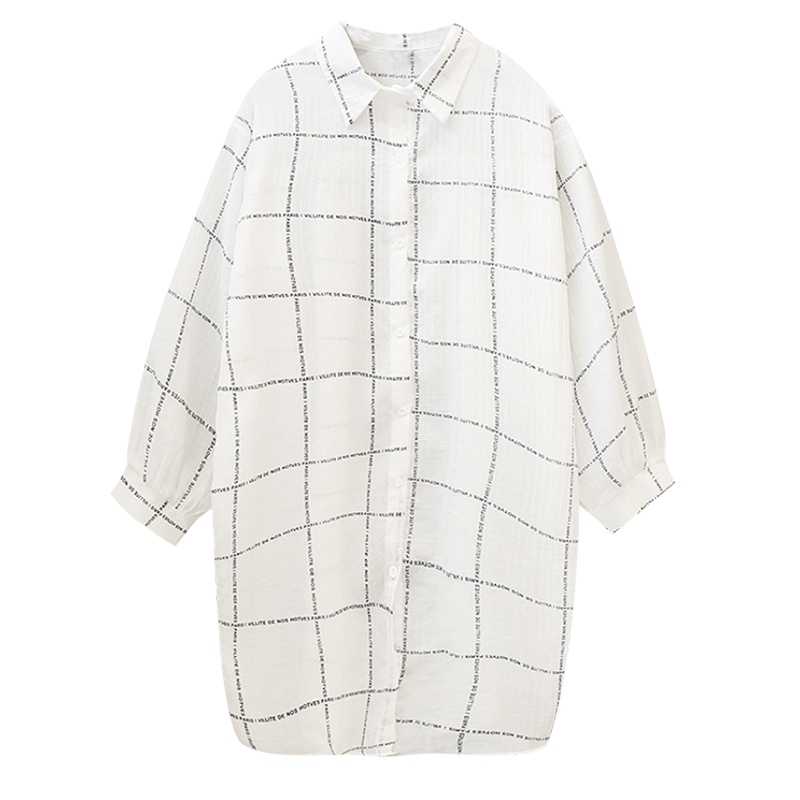 如熙格子衬衫中长款外套女防晒衣宽松衬衣很仙的防晒服开衫