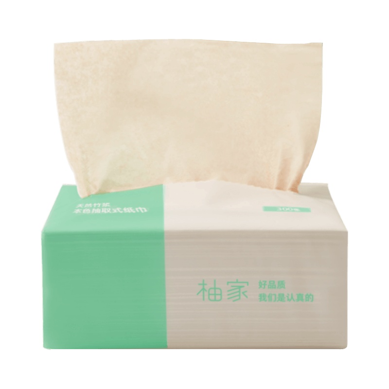 柚家 本色竹纤维抽纸100抽*18包三层小规格抽取式纸巾餐巾纸面巾纸