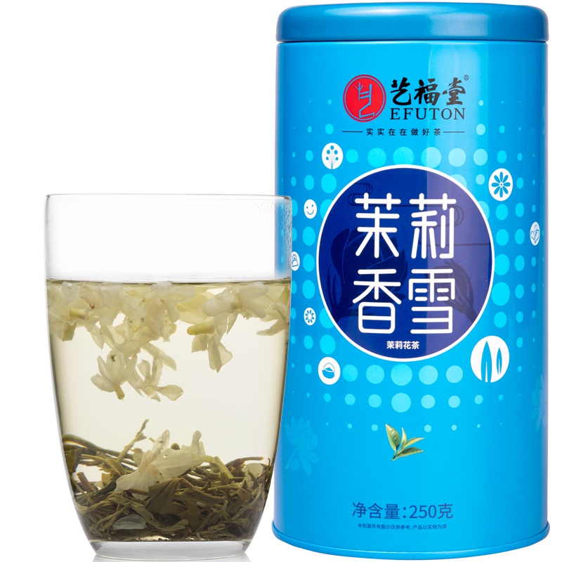 艺福堂茶叶茉莉花茶香雪飘雪特级浓香型花草茶新茶绿茶散装250g