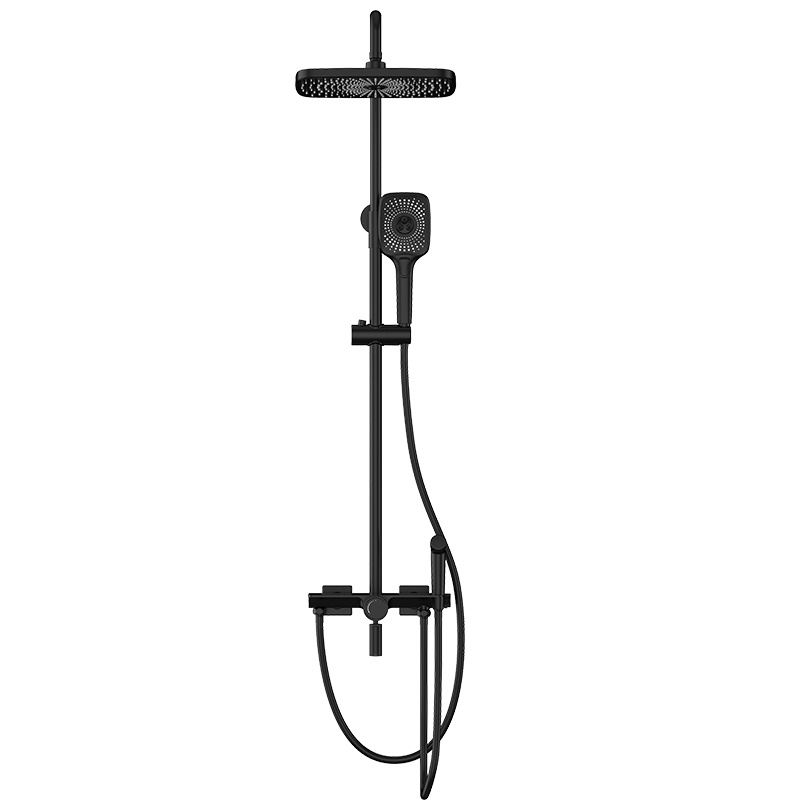 法恩莎(FAENZA)卫浴花洒 妇洗神器 空气能增压淋浴花洒套装 黑色花洒 方形大顶喷花洒套装