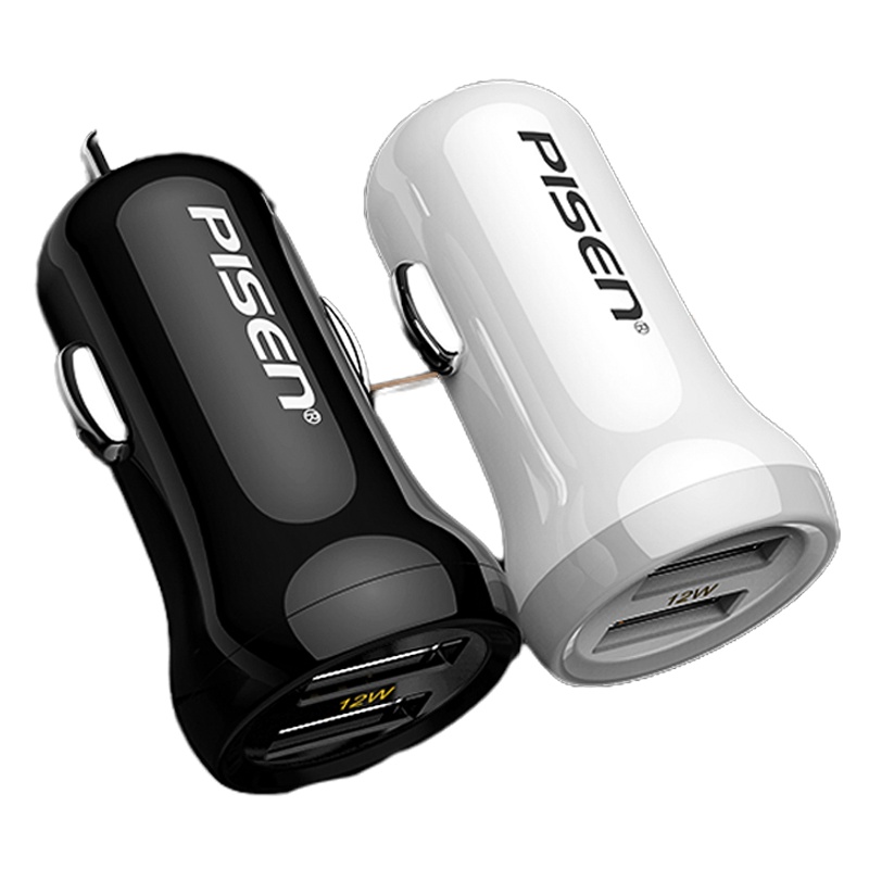 品胜(PISEN)车载充电器12w迷你车充2.4A 双USB 适用苹果iPhone12 华为 三星 小米 OPPO 黑色