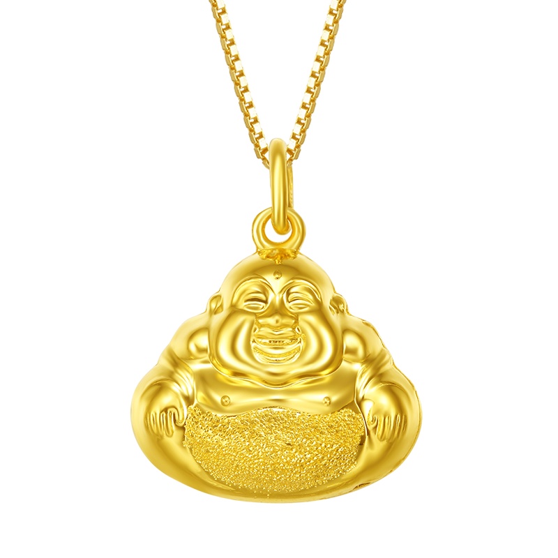 中银金行珠宝首饰足金999黄金吊坠金佛吊坠弥嘞佛挂坠项链送礼女