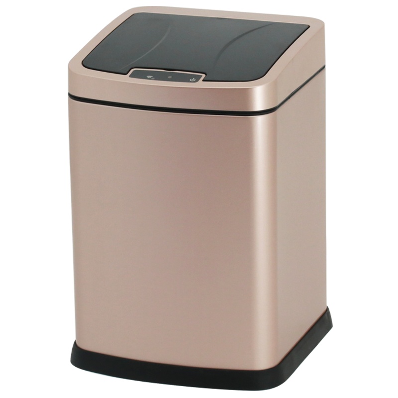 [2件95折]帝梵不锈钢垃圾桶家用智能感应厨房卫生间香槟金方形防指纹