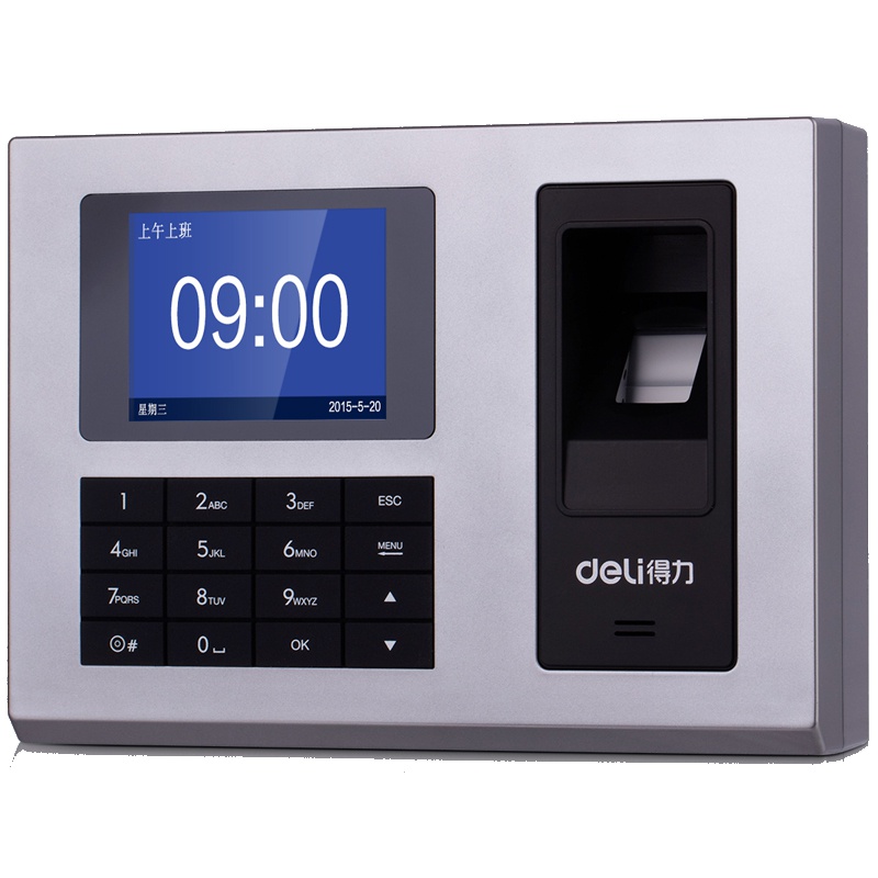 得力 3948 指纹式考勤机彩屏语音 指纹识别打卡机员工上下班签到一体机