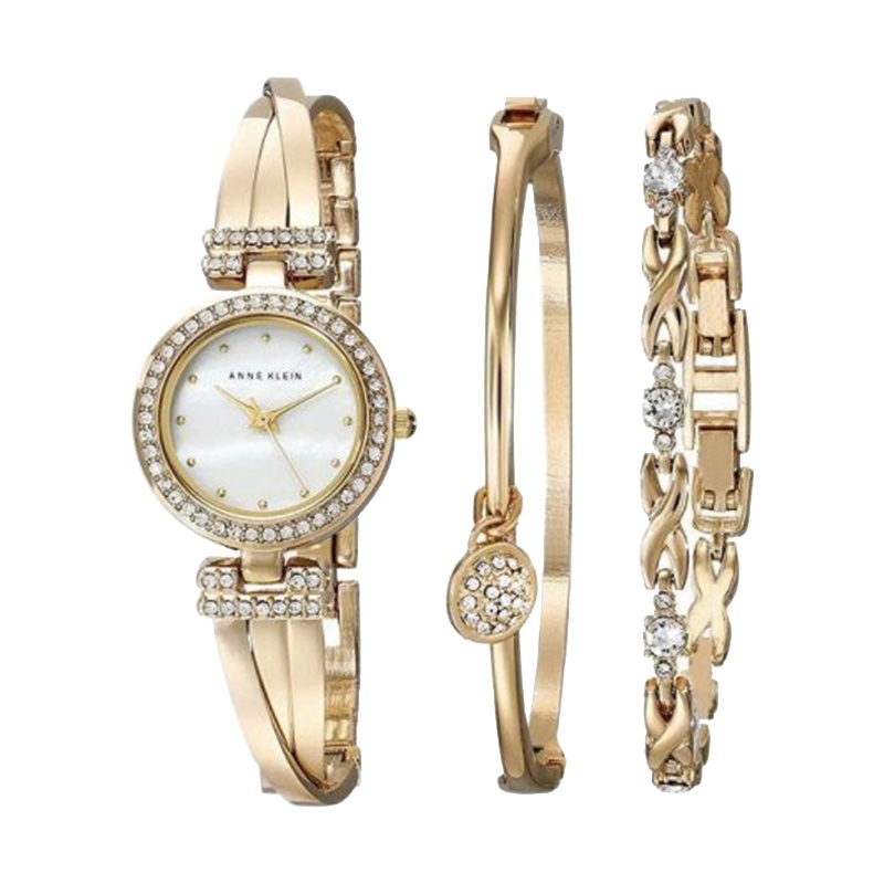 安妮克莱因（ANNE KLEIN）魅力潮流系列时尚简约三件套装石英女士手表AK/1868GBST