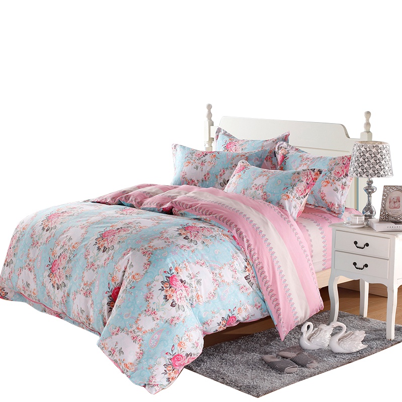 吉祥三宝家纺 全棉四件套纯棉床上用品床单被套阳光暖绒四件套 恋歌依依