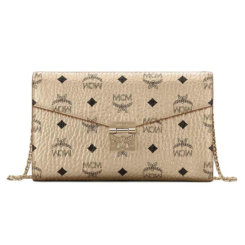 MCM 女士时尚印花链条金色单肩斜挎包链条包宴会包小包礼物送女友 MYL8APA17T1001