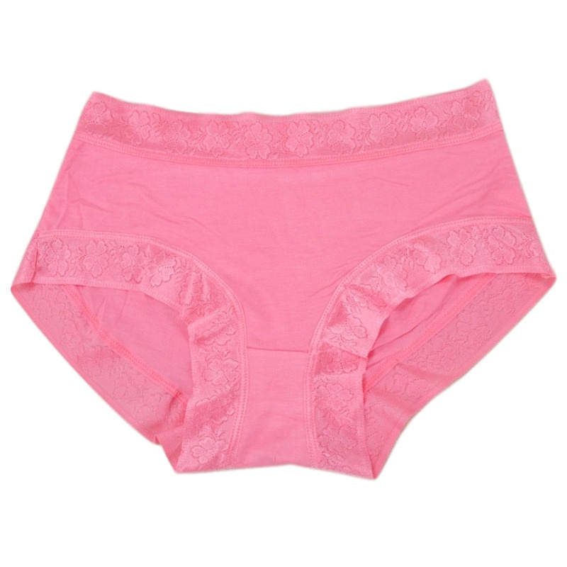 莫代尔女士三角内裤舒适透气性感丝滑蕾丝中腰花边内裤