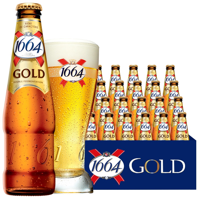 法国原装进口1664金啤GOLO啤酒克伦堡凯旋250ml*24瓶整箱装