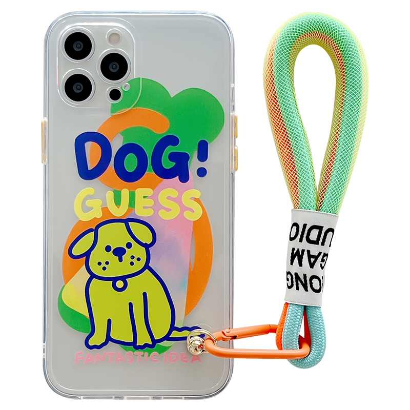 ASPOR荧光绿挂绳款手机保护壳iPhone12/11/promax/7P/8P/xr/x/xs荧光色挂绳精孔全包夏日必