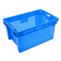 海斯迪克 gnjz-163 加厚蓝色塑料周转筐 快递筐服装运输中转物流筐 错位筐外620*415*315mm