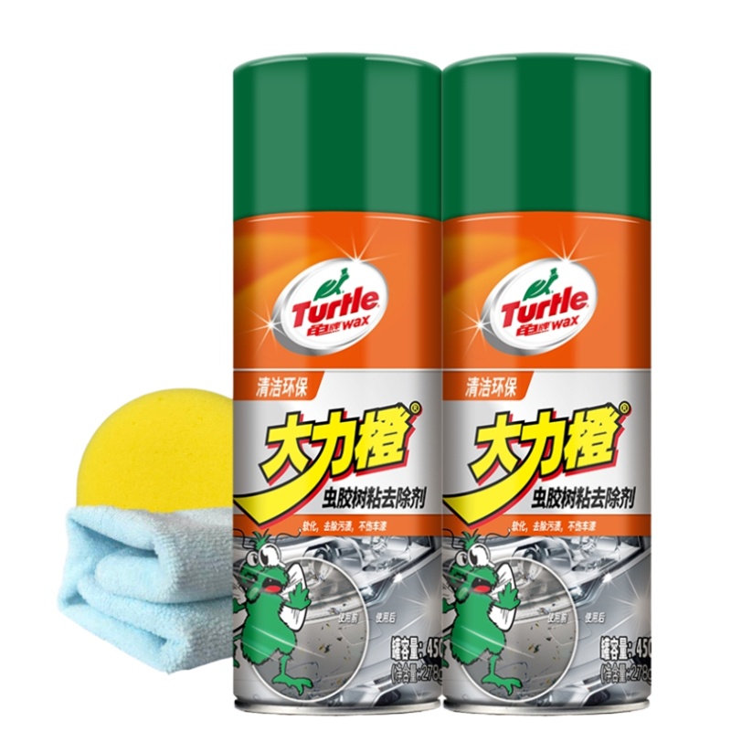 龟牌虫胶树粘去除剂2瓶装G-4526 450ml+海绵+毛巾