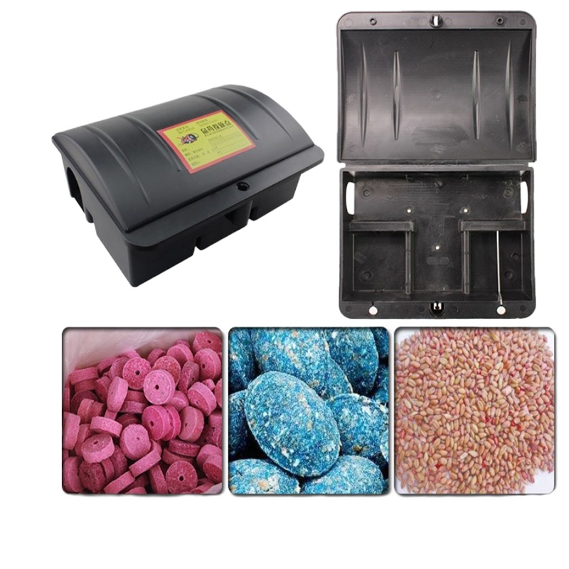 毒饵盒老鼠药盒毒鼠屋小区物业食品厂学校用塑料灭鼠器诱饵盒 8个起