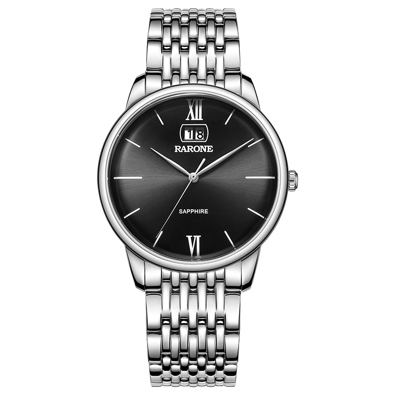 雷诺RARONE时尚简约休闲拱形表镜防水石英钢带男表8600349