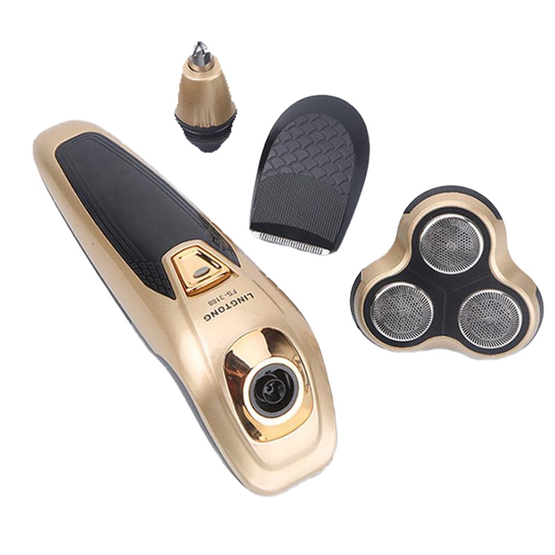 德国精工4D男士浮动三刀头剃胡刀电动剃须刀充电式刮胡刀刮须刀 剃须刀送鼻毛器+鬓角器+备用刀片