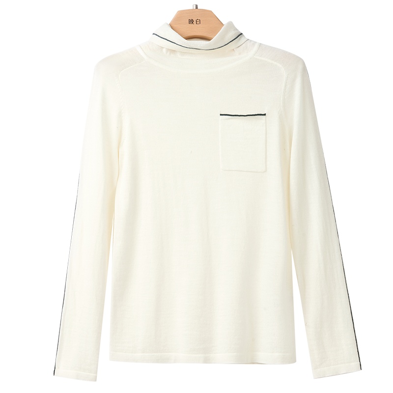 晚白2020秋季新品简约百搭高领长袖休闲通勤打底衫羊毛衫针织衫女