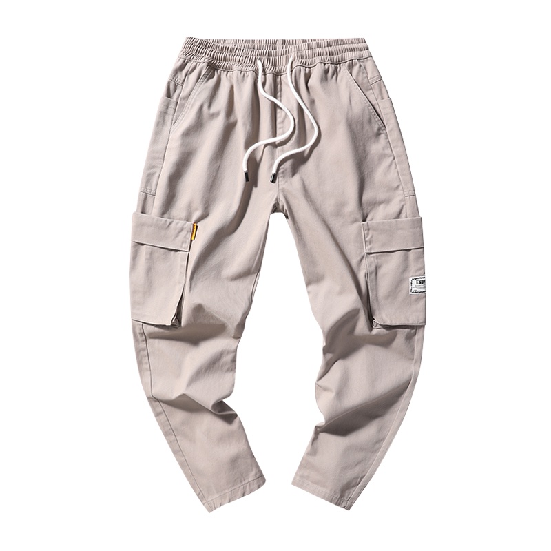 稻草人工装裤男2019夏季新品纯棉宽松长裤时尚迷彩九分裤男