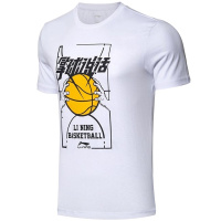 李宁男CBA拿球说话篮球系列圆领短袖文化衫