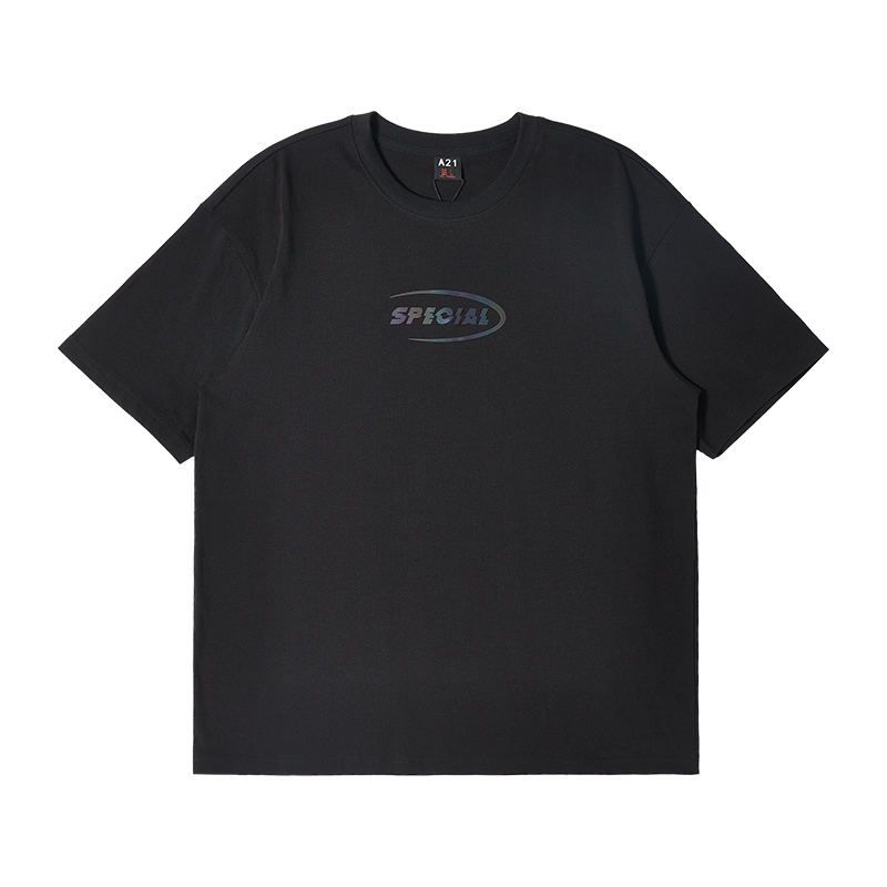 A21男装针织宽松圆领落肩短袖T恤衫