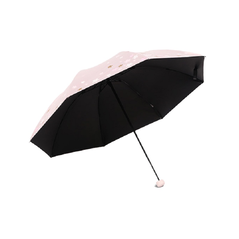 天堂伞防晒防紫外线三折叠黑胶33633E浪漫樱花遮阳两用晴雨太阳伞颜色随机
