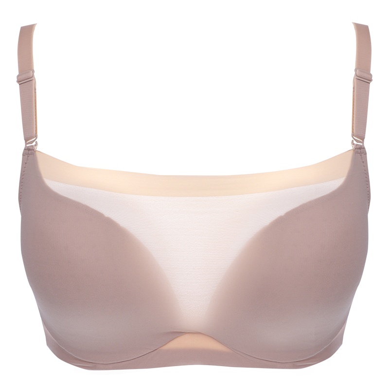 依曼丽透气洞洞杯防走光抹胸式文胸 光面无痕内衣女记忆钢圈胸罩