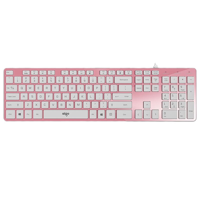 爱国者 (AIGO) 炫彩剪刀脚巧克力通用USB有线键盘 安静时尚 实用寿命长 V500 芭比粉