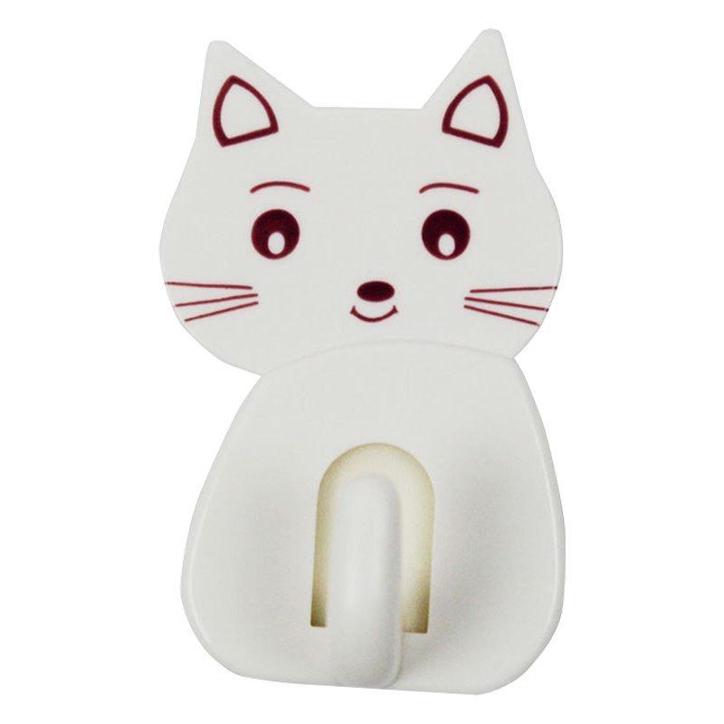 茶花强力粘胶挂钩家用无痕卡通可爱墙壁粘钩墙上承重迷你宿舍钩子[猫型强力粘钩]一组3个颜色随机