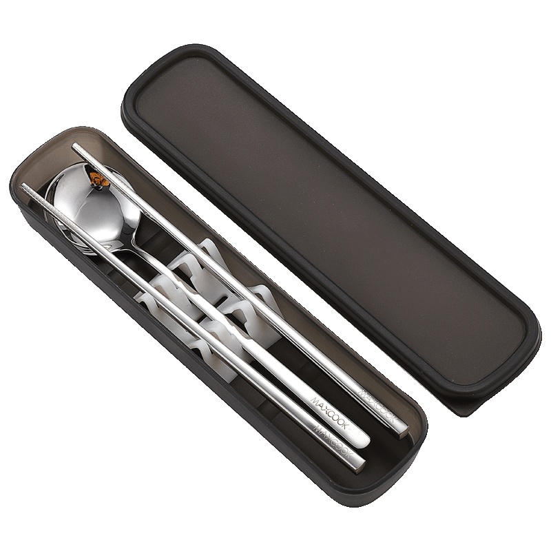 美厨(maxcook)304不锈钢勺筷餐具套装 创意便携式筷子勺子三件套本色MCGC849