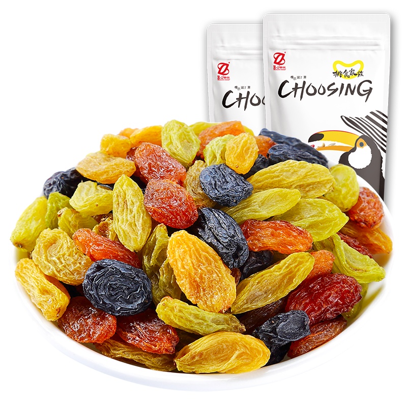 [真心 四色葡萄干250g]新疆吐鲁番特产无核白树上黄玫瑰红黑加仑 XM